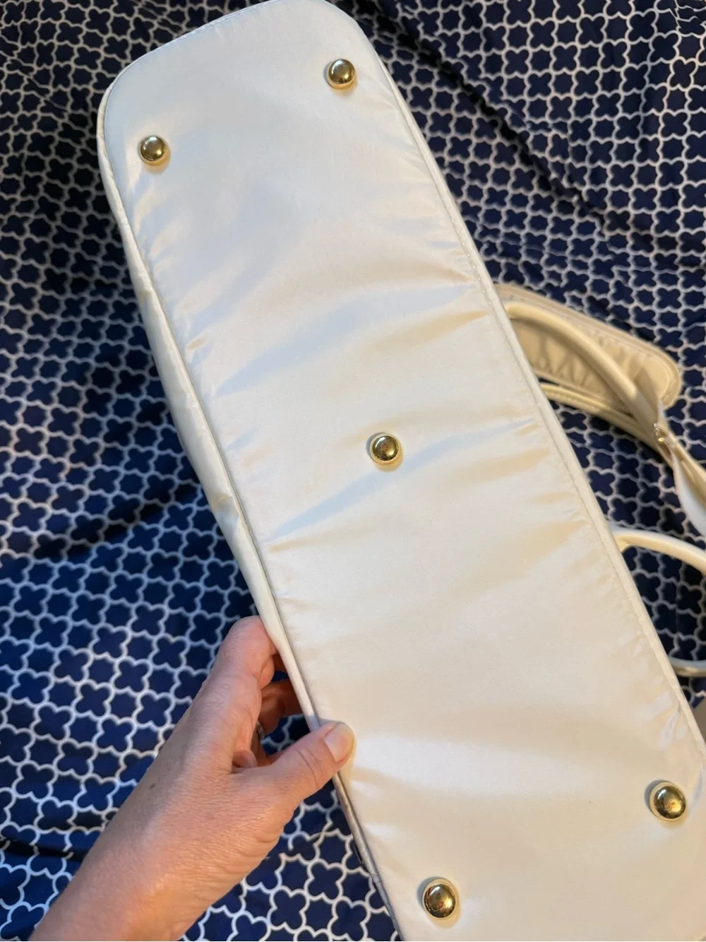 Padded Cream Baby Bag Tote with Dual Handles and Shoulder Strap